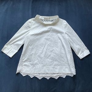 D Exterior White‎ Lace Crotchet Turtleneck Top